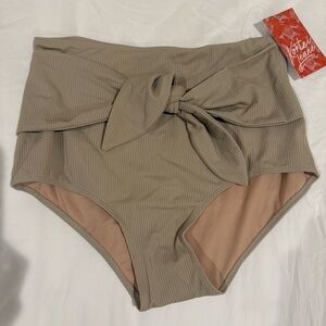 Kortni Jeane High-Waisted Bow Tie Bikini Bottom tan